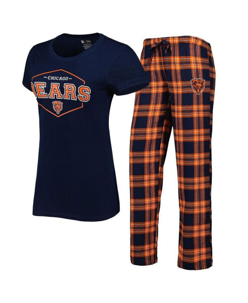 Women's Navy, Orange Chicago Bears Badge T-shirt and Pants Sleep Set