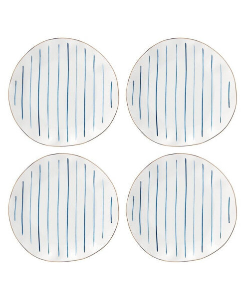 Blue Bay Stripes Dinner Plates, Set of 4