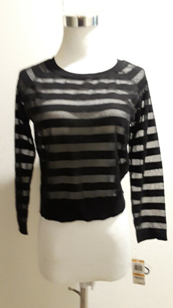 Inc International Concepts Striped Illusion Pullover Sweater Black Metallic S