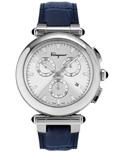 Salvatore Men's Chronograph Idillio Blue Leather Strap Watch 42mm