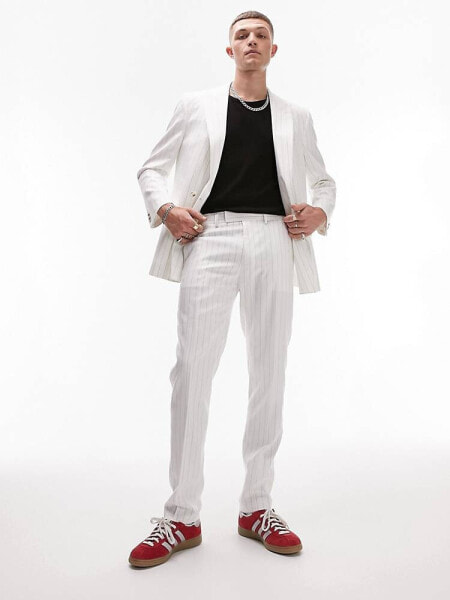 Topman slim leg stripe suit trouser