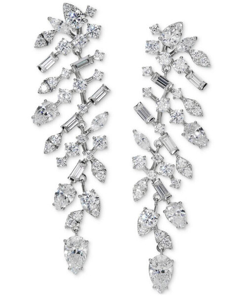 Silver-Tone Mixed Cubic Zirconia Cluster Chandelier Earrings, Created for Macy's