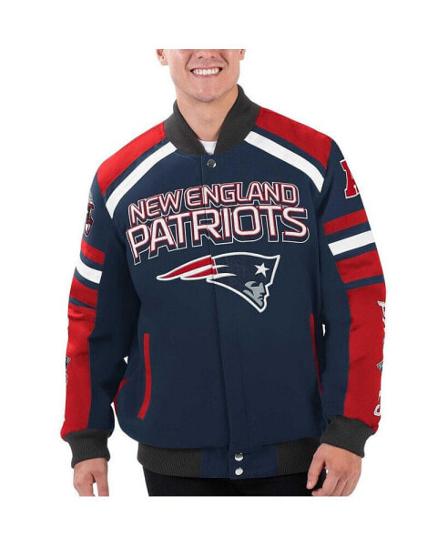 Куртка с полной застежкой G-III Sports by Carl Banks мужская Navy New England Patriots Power Forward Racing