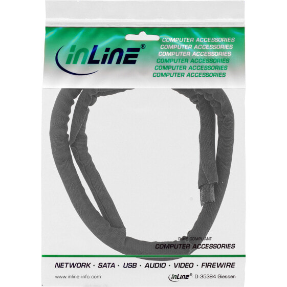 InLine Self Closing Sleeving - black - 10mm diameter - 1m