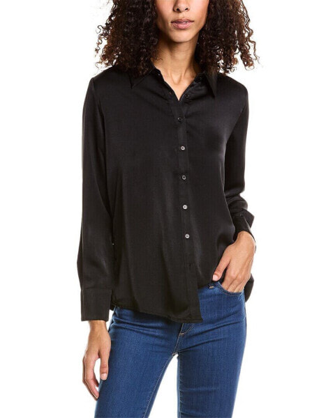 Dress Forum Dull Satin Slim Shirt Women's Black S