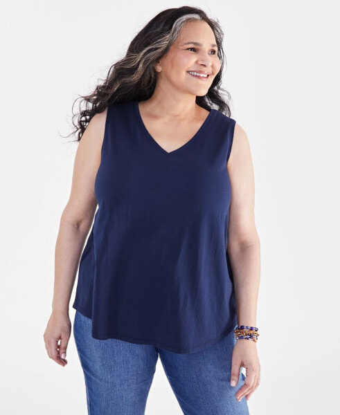 Plus Size V-Neck Tank, Created for Macy's