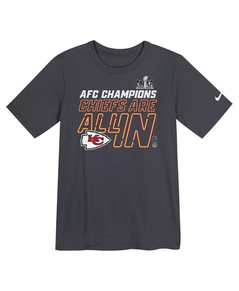 Футболка для малышей Nike Anthracite Kansas City Chiefs 2023 AFC Champions Locker Room Trophy Collection