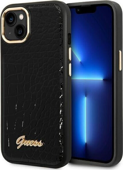 Guess Etui Guess do iPhone 14 Plus 6,7" czarny/black hardcase Croco Collection