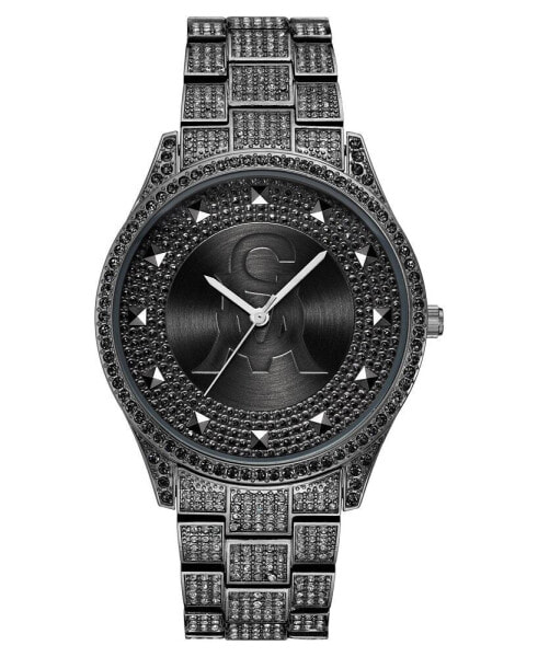 Women's Black-Tone Metal Bracelet and Accented with Black Crystals Watch, 40mm