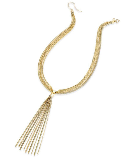 I.N.C. International Concepts gold-Tone Multi-Chain Tassel Long Lariat Necklace, 28" + 3" extender, Created for Macy's