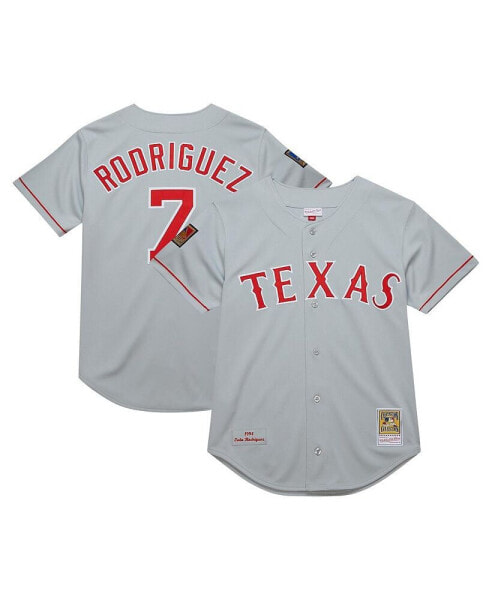 Men's Ivan Rodriguez Gray Texas Rangers 1994 Cooperstown Collection Authentic Dark Jersey