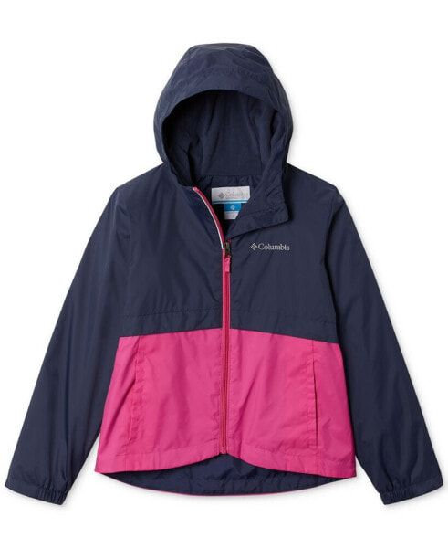 Big Girls Rain-Zilla Colorblocked Fleece-Lined Full-Zip Hooded Rain Jacket