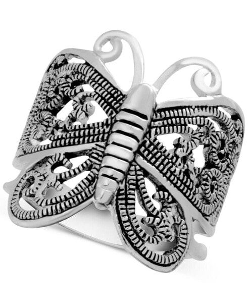 Filigree Butterfly Ring in Silver-Plate