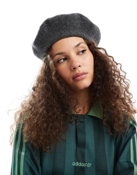 My Accessories wool beret in grey