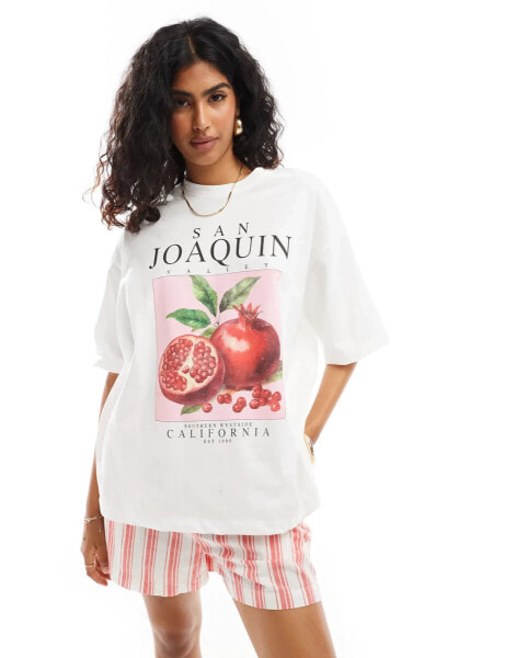 ASOS DESIGN oversized san jaoquin graphic t-shirt in white