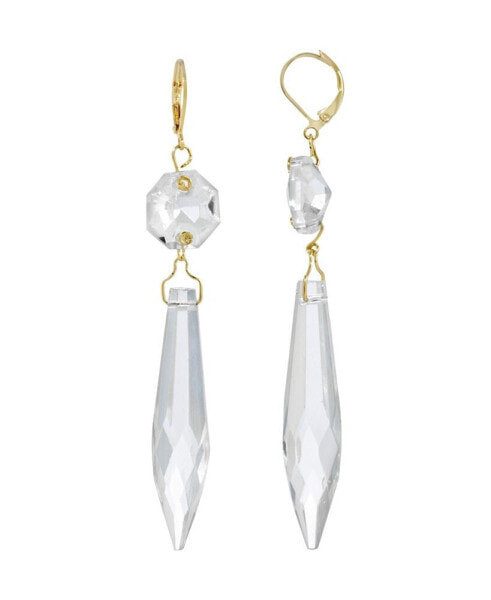Women's Gold Tone Clear Crystal Linear Drop Earrings