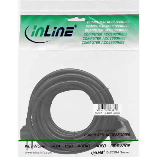 InLine Power extension cable - black - 10m - with child safety
