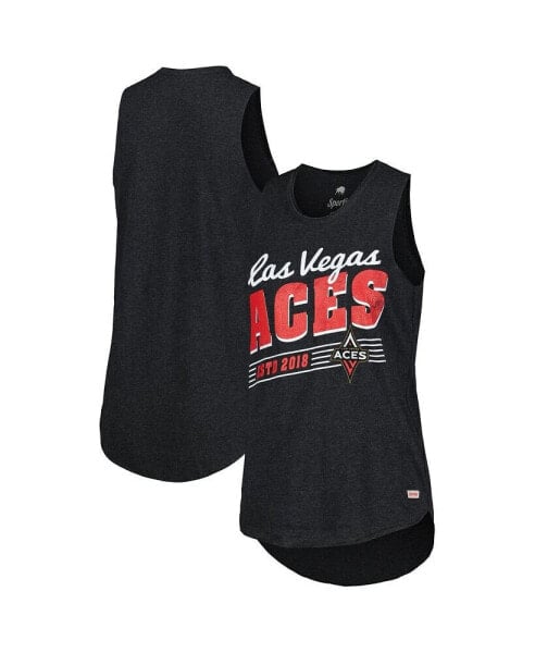 Women's Heather Black Distressed Las Vegas Aces Janie Tri-Blend Scoop Neck Tank Top