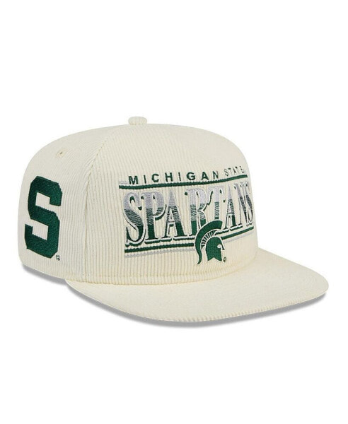 Men's White Michigan State Spartans Throwback Golfer Corduroy Snapback Hat