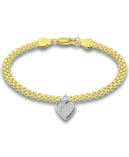 Cubic Zirconia Heart Charm Bismark Chain Bracelet, Created for Macy's