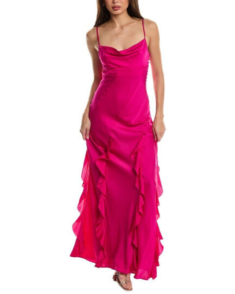 Nicholas Kamila Ruffle Cowl Silk-Blend Gown Women's