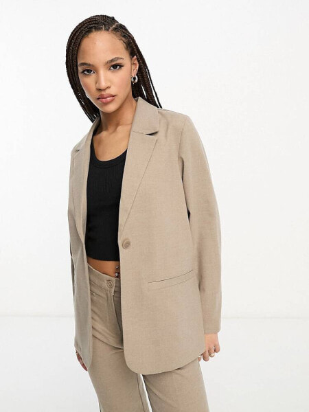 Monki co-ord blazer in taupe melange