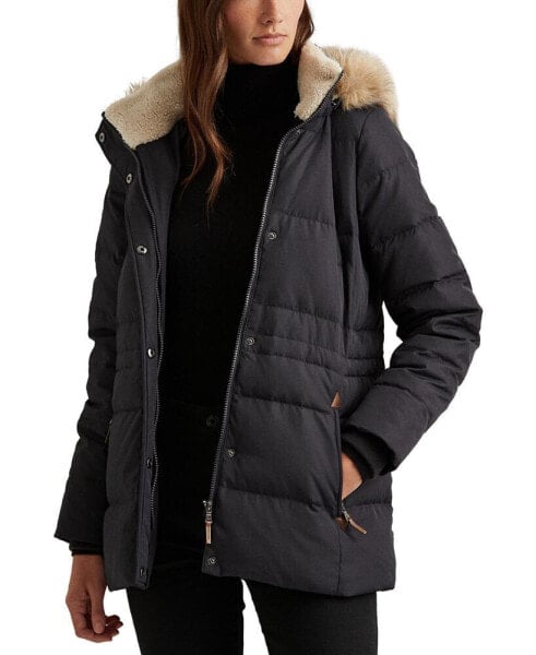 Women's Faux-Fur-Trim Hooded Puffer Coat, Created for Macy's