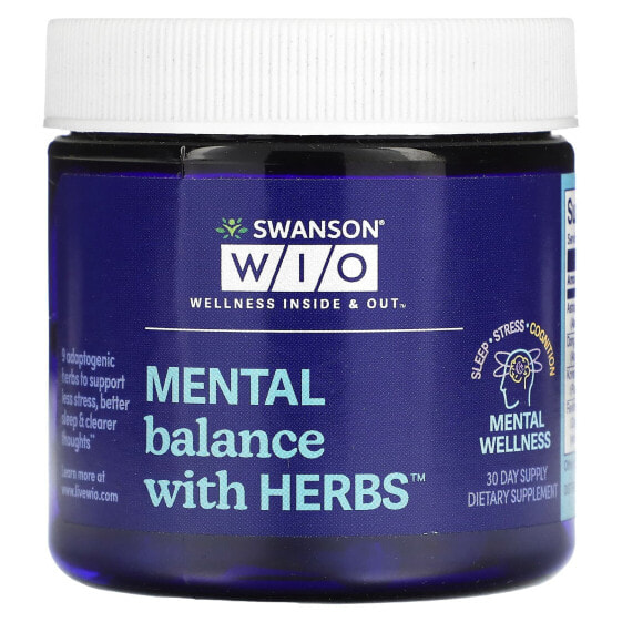 Витамины и БАДы для улучшения памяти и работы мозга Swanson WIO Ментальный баланс с травами, 30 капсул