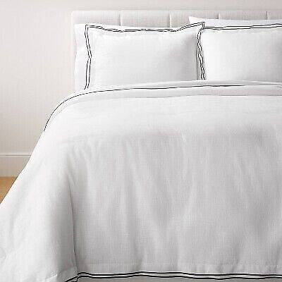 California King Double Flange Merrow Stitch Comforter & Sham Set White/Dark