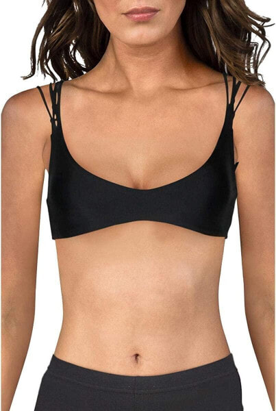 Volcom 284846 Simply Solid V Neck Bikini Top, Black, Size MD
