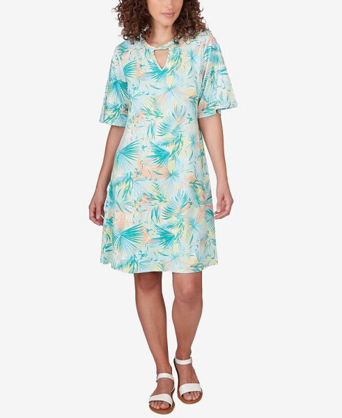 Petite Tropical Puff Print Dress