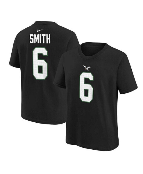 Big Boys and Girls DeVonta Smith Black Philadelphia Eagles Player Name and Number T-shirt