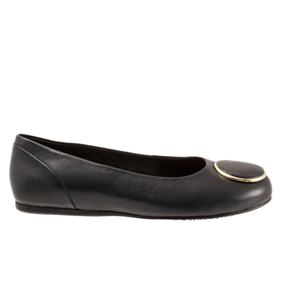 Softwalk Sonoma Halo S2257-001 Womens Black Wide Leather Ballet Flats Shoes 8