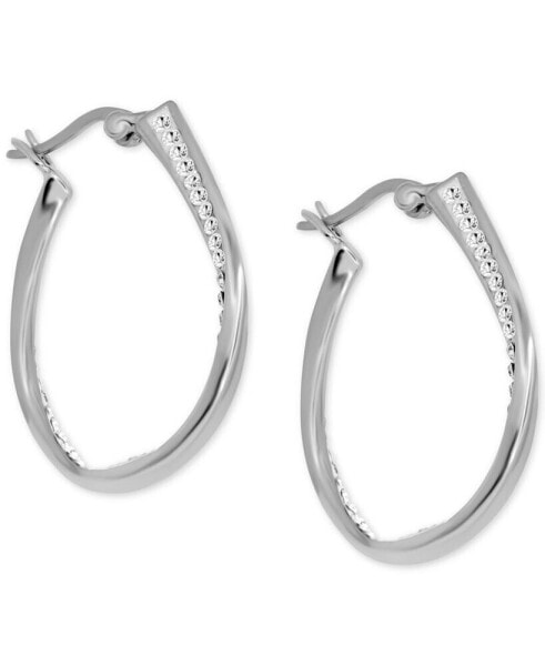 Crystal Small Hoop Earrings in Silver-Plate, 1"