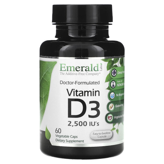 Витамин D3 Emerald Laboratories, 2,500 МЕ, 60 овощных капсул