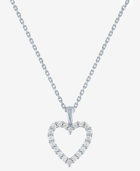 Lab-Created Diamond Open Heart 18" Pendant Necklace (1/4 ct. t.w.) in Sterling Silver