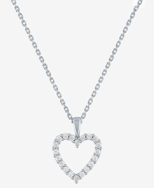 Forever Grown Diamonds lab-Created Diamond Open Heart 18" Pendant Necklace (1/4 ct. t.w.) in Sterling Silver