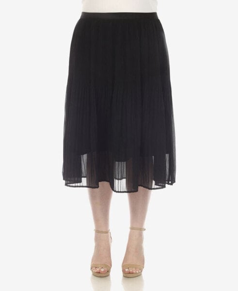 Plus Size Pleated Chiffon Midi Skirt