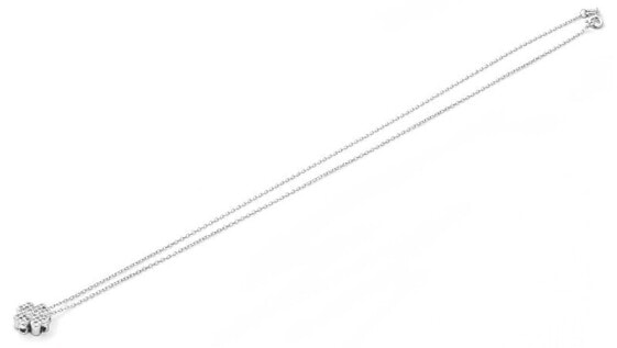 Серебряное колье Четырехлистный клевер с цирконом AAGS162 / 45 (цепочка, кулон)