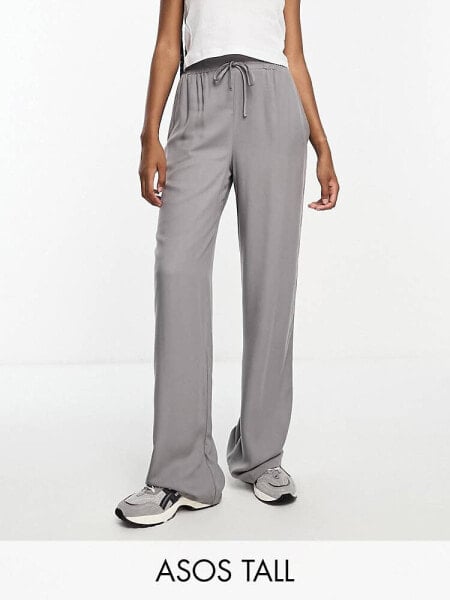 ASOS DESIGN Tall pull on trouser in grey