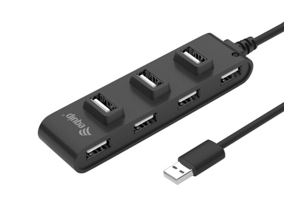 Equip 7-Port USB 2.0 Hub - USB 2.0 - USB 2.0 - 480 Mbit/s - Black - China - CE - RoHS