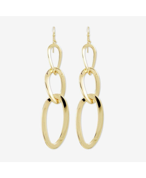 Statement Flat Chain Drop Earrings Gold