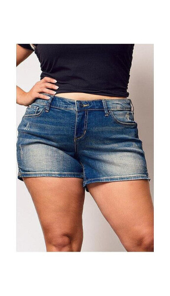 Plus Size Denim Side Vents Shorts