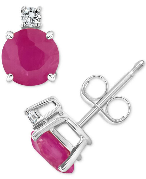 Sapphire (1-1/3 ct. t.w.) & Diamond Accent Stud Earrings in 14k White Gold (Also in Emerald & Ruby)