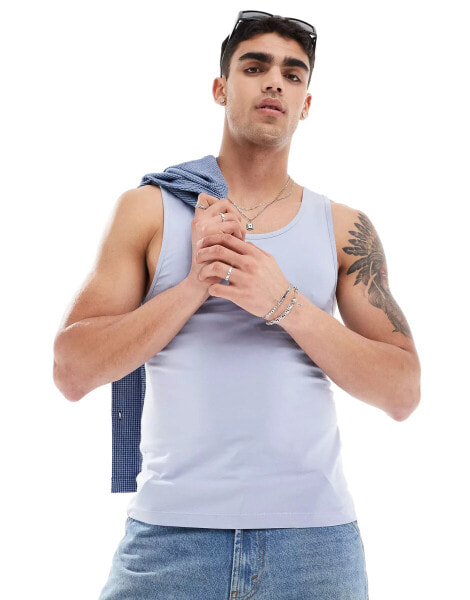 ASOS DESIGN muscle fit vest in light blue