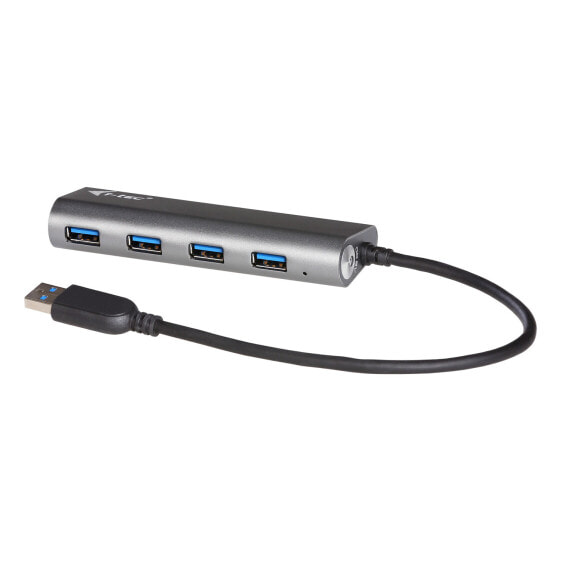 i-tec Metal Superspeed USB 3.0 4-Port Hub - USB 3.2 Gen 1 (3.1 Gen 1) Type-A - USB 3.2 Gen 1 (3.1 Gen 1) Type-A - 5000 Mbit/s - Gray - Metal - 0.28 m
