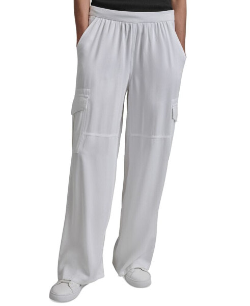 Women's Pull-On Twill Wide-Leg Cargo Pants