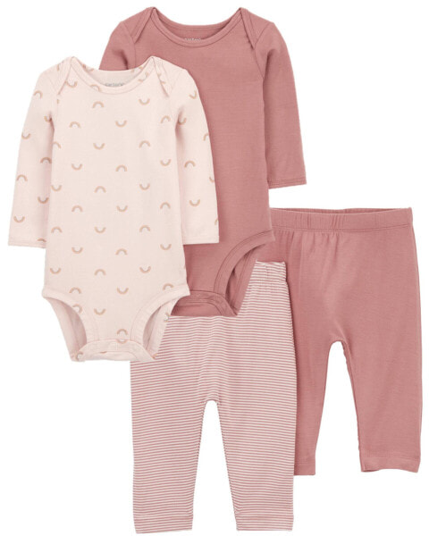 Baby 4-Piece PurelySoft Long-Sleeve Bodysuits & Pants Set 9M