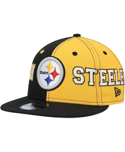 Men's Black, Gold Pittsburgh Steelers Team Split 9FIFTY Snapback Hat