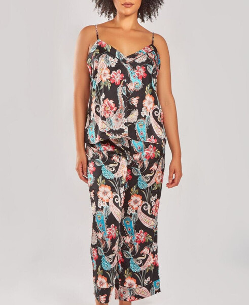 Plus Size Silky Soft Printed Pants 2 Piece Pajama Set